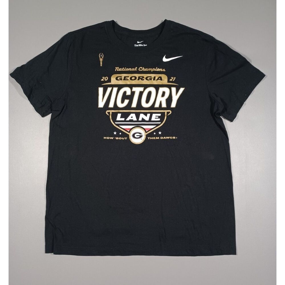 Georgia‎ Bulldogs Shirt Mens L Black 2021 National Champions Victory Lane Nike